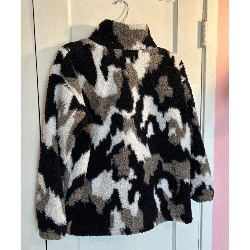 Eddie Bauer Fleece Camo Sherpa Fleece Pullover Jckt Sz Women's Large 1/4 Zip